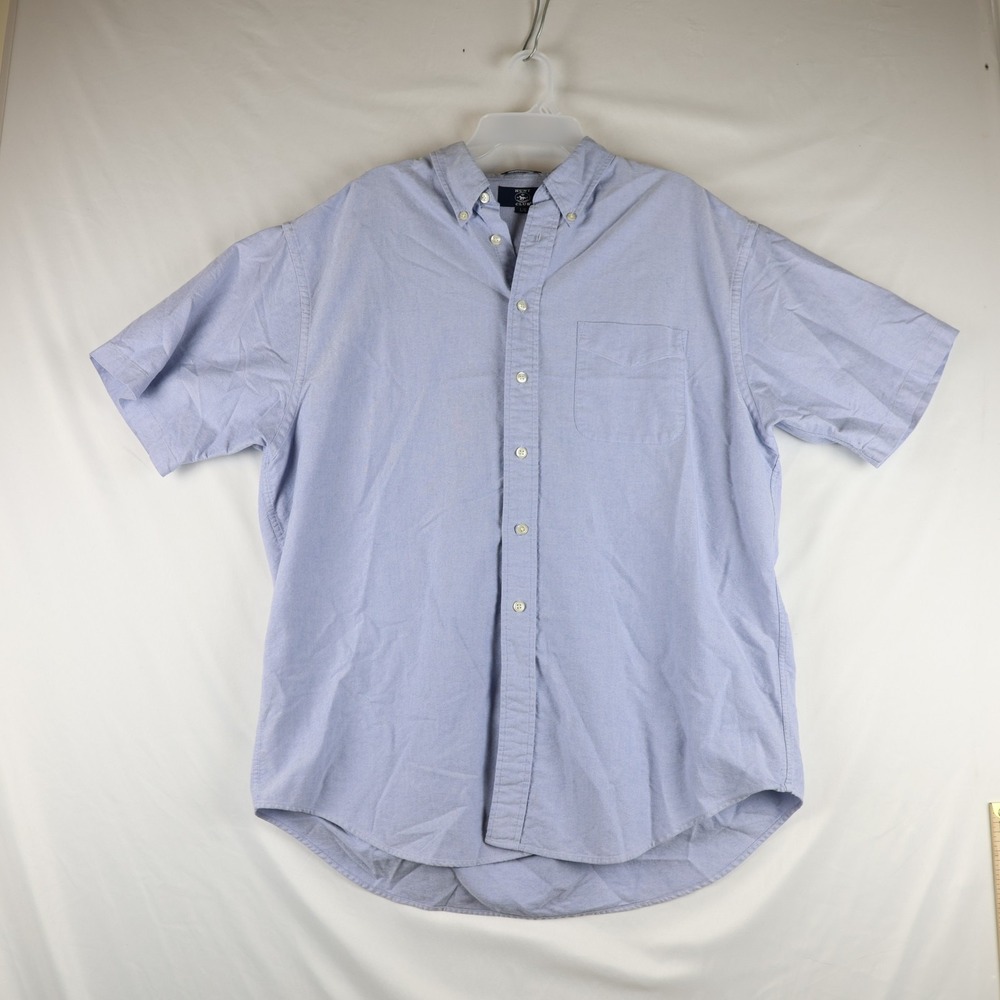 Hunt Club Shirt Mens Large Blue Button Down Short Sleeve Oxford Pocket Casual
